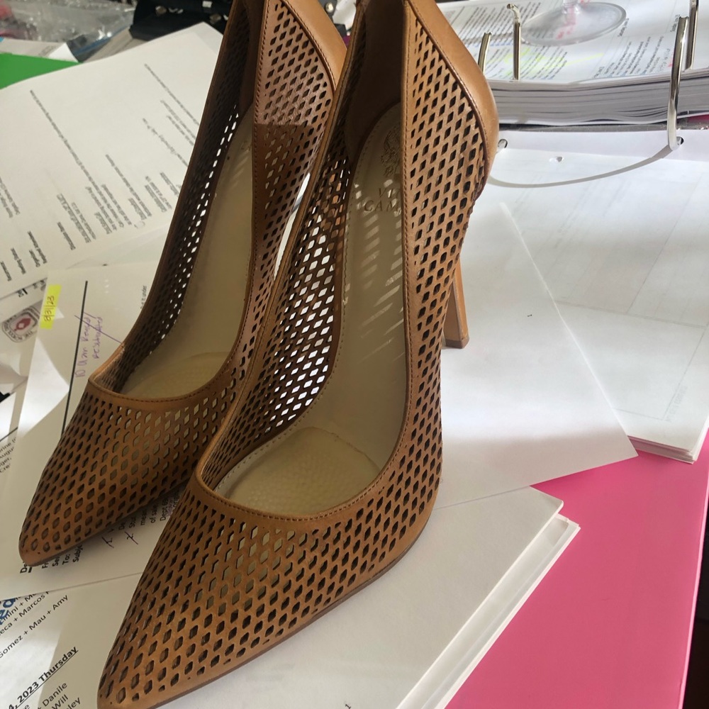 Brown kitten heels